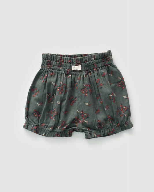 Classic Floral Flannel Bloomer, Pine Green