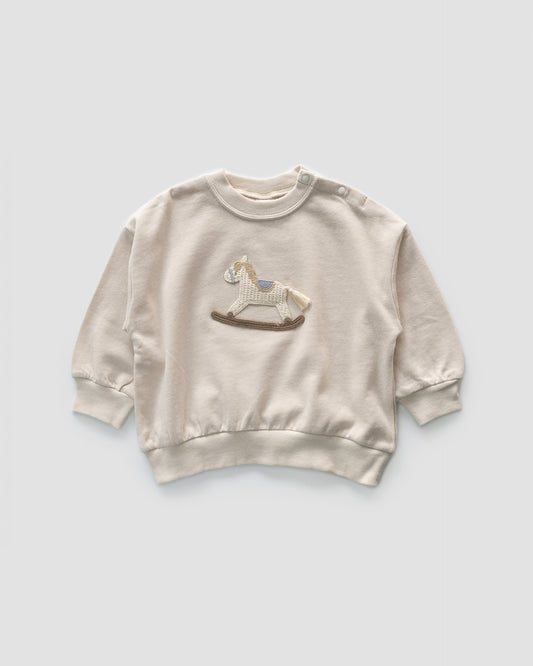 Embroidered Rocking Horse Pullover Ver. 2, Peanut
