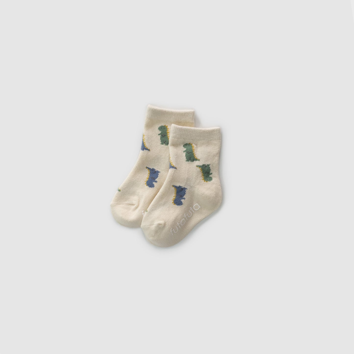 Non-slip Cotton Knit Socks, Off-white / Dinosaurs