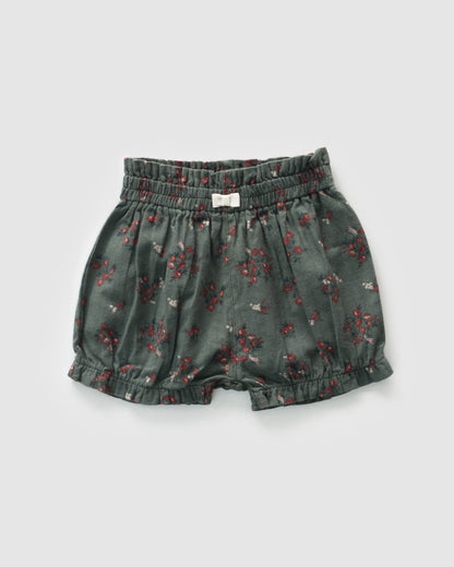 Classic Floral Flannel Bloomer, Pine Green