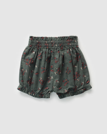 Classic Floral Flannel Bloomer, Pine Green