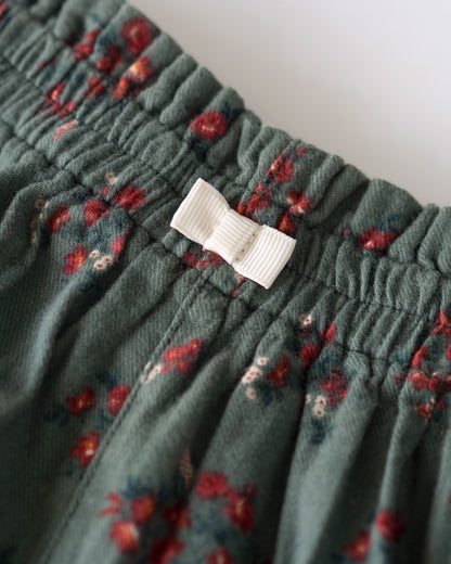 Classic Floral Flannel Bloomer, Pine Green