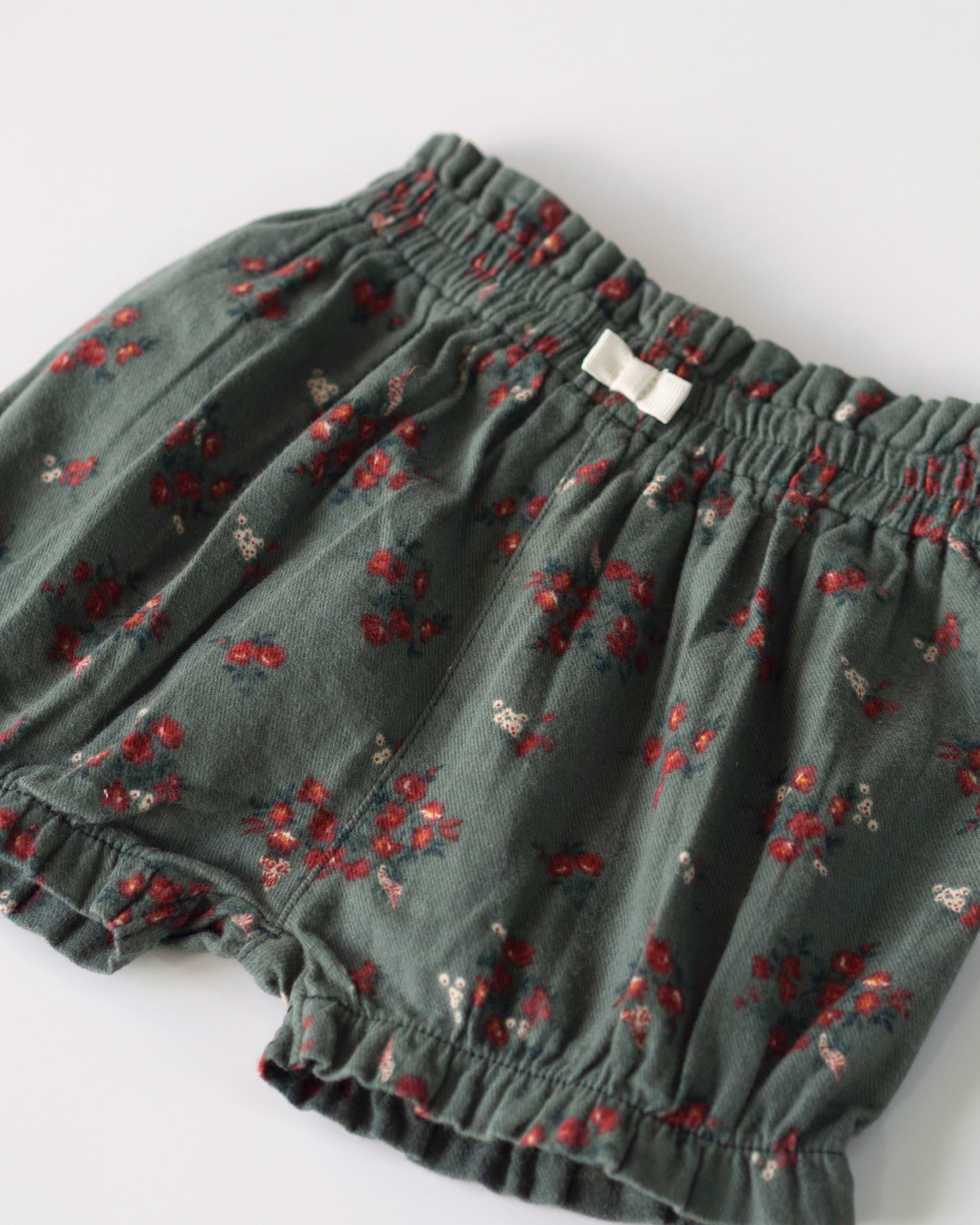 Classic Floral Flannel Bloomer, Pine Green