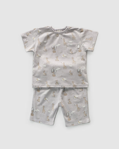 Crew Neck T-Shirt & Shorts Loungewear, Giraffes