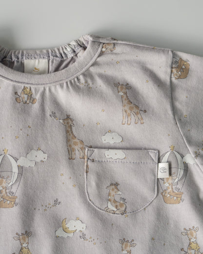 Crew Neck T-Shirt & Shorts Loungewear, Giraffes