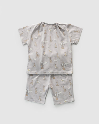 Crew Neck T-Shirt & Shorts Loungewear, Giraffes