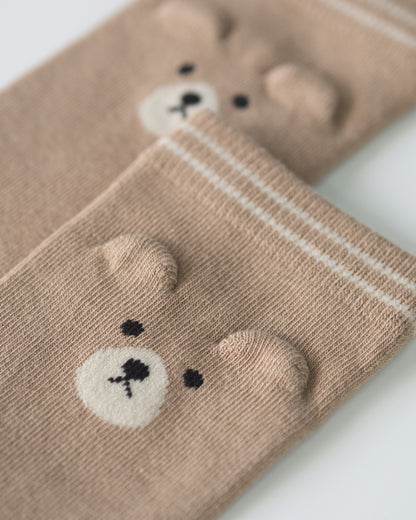 Cotton Knit Leg Warmer, Teddy Bear, Light Brown