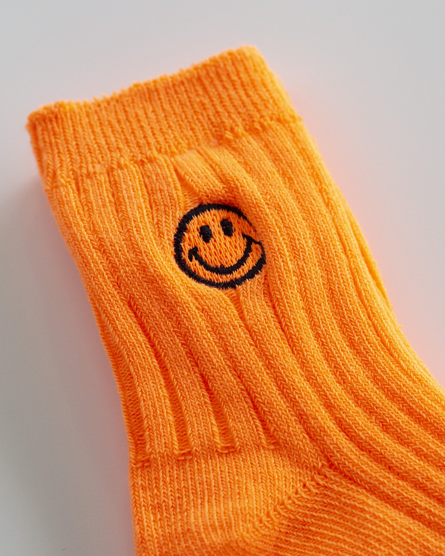 Pack of Three - Non-slip Neon Cotton Knit Socks, Embroidered Smiley, Bundle A