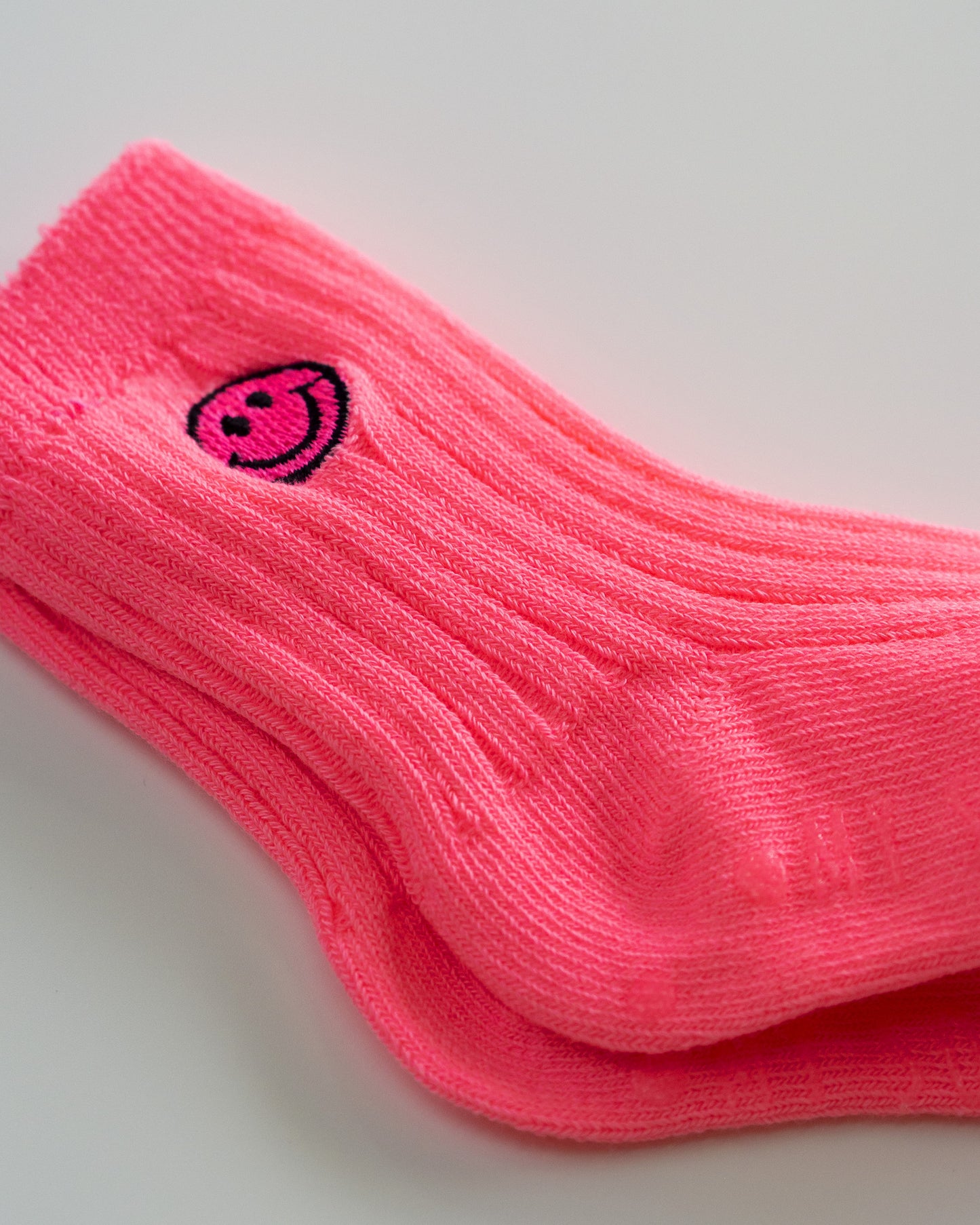 Pack of Three - Non-slip Neon Cotton Knit Socks, Embroidered Smiley, Bundle B