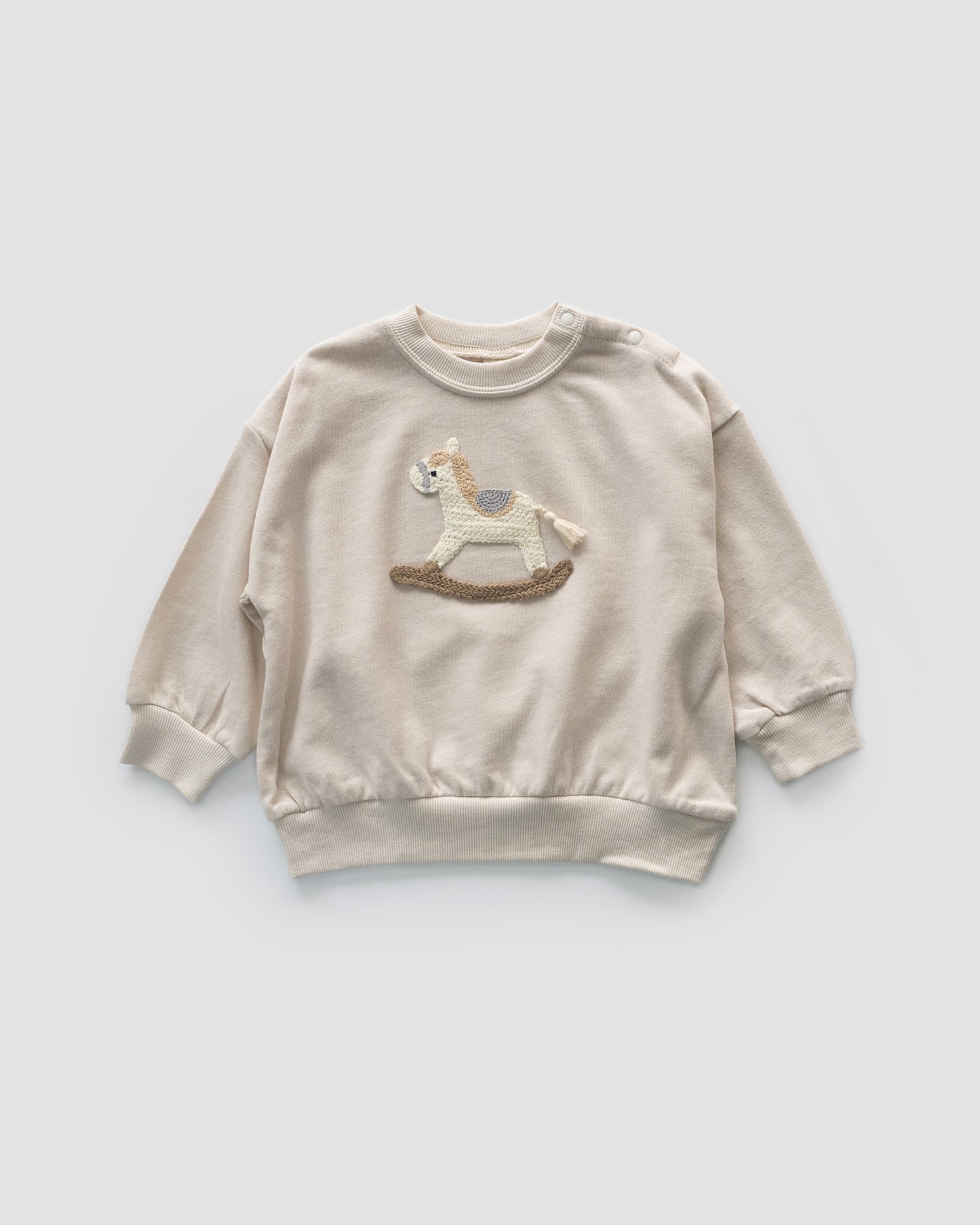 Embroidered Rocking Horse Pullover Ver. 1, Wheat