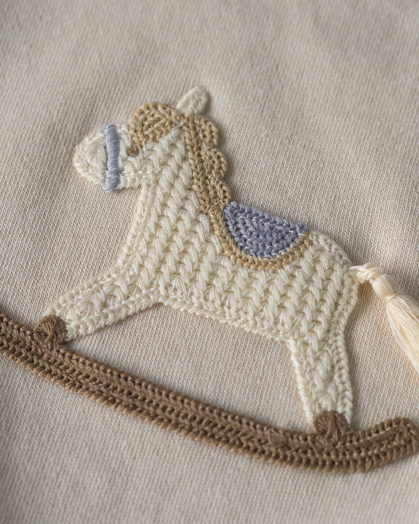 Embroidered Rocking Horse Pullover Ver. 2, Peanut