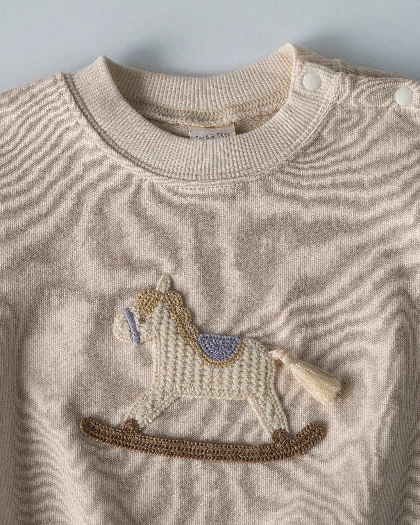 Embroidered Rocking Horse Pullover Ver. 2, Peanut