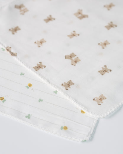 Pack of Five - Cotton Hand Towels, Teddy Bear and Busy Bees