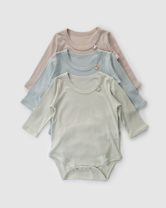 Pack of Three - Textured Pastel Long Sleeve Bodysuit, Dogs