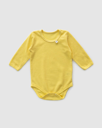 Pack of Three - Waffle Long Sleeve Bodysuit, Breakfast and Travel