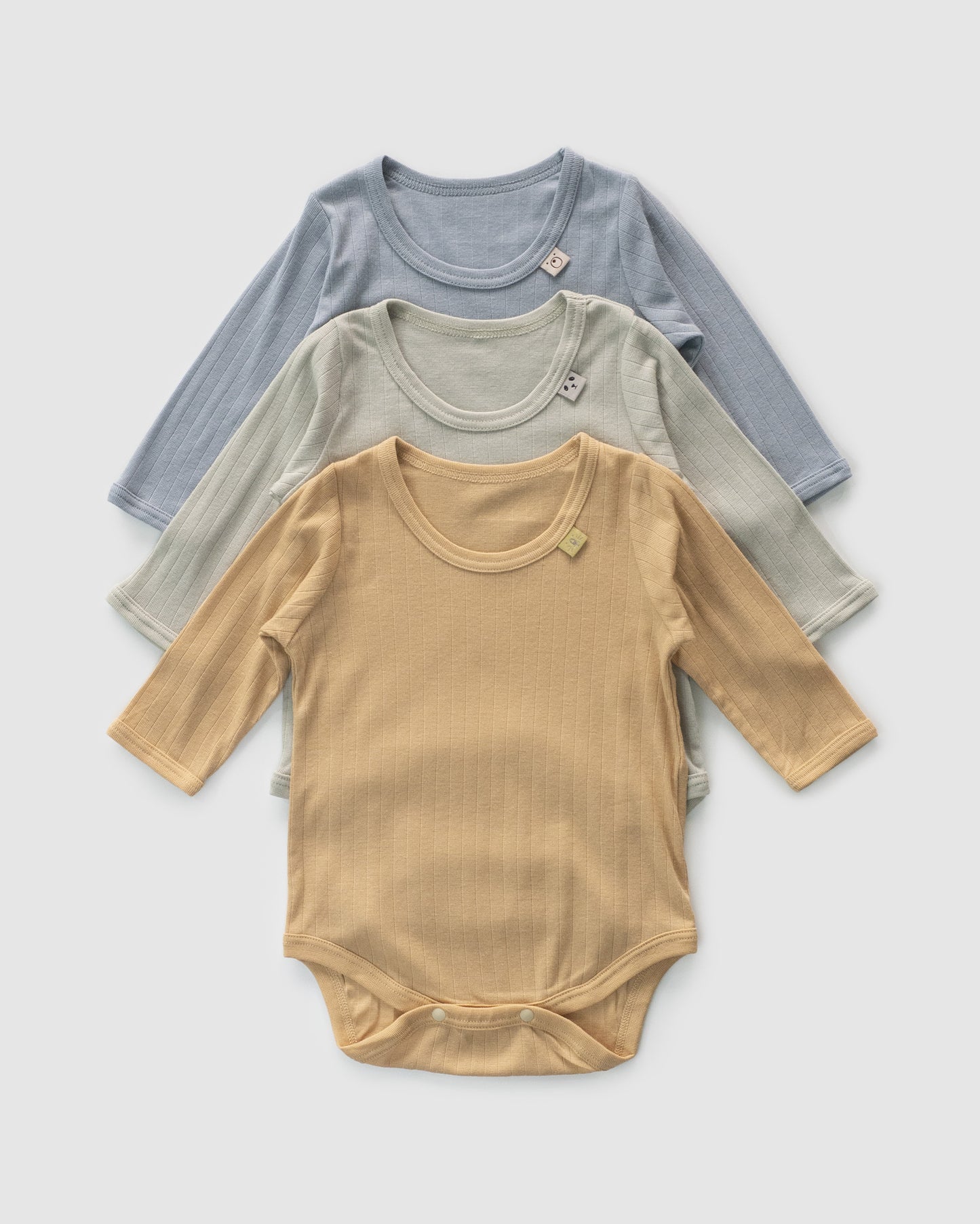 Pack of Three - Textured Pastel Long Sleeve Bodysuit, Zoo