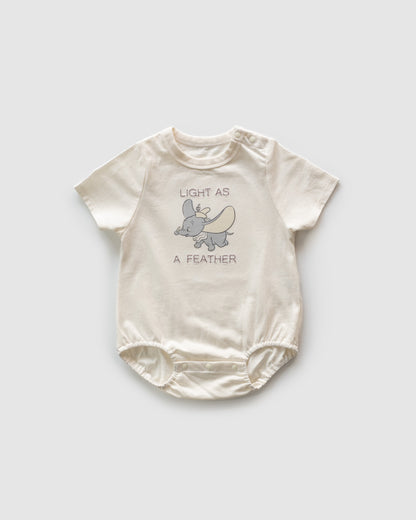 Dumbo Bodysuit with Embroidered Text, Cream