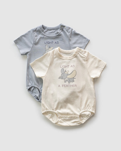 Dumbo Bodysuit with Embroidered Text, Cream