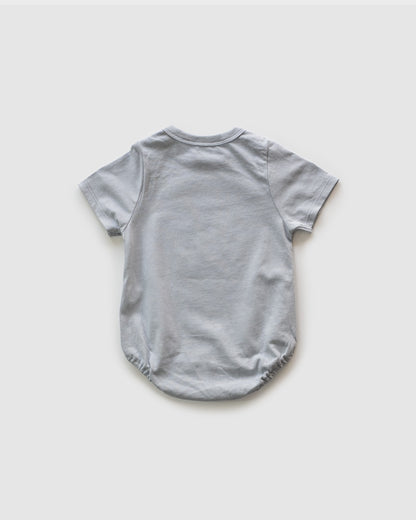 Dumbo Bodysuit with Embroidered Text, Blue Grey