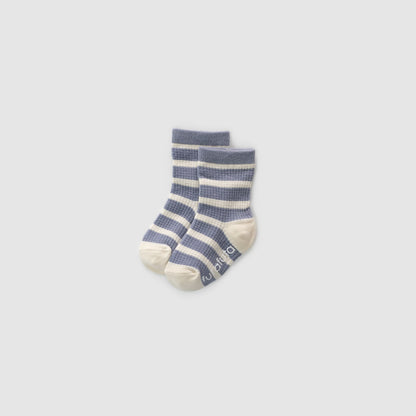 Non-slip Cotton Knit Socks, Blue Stripes