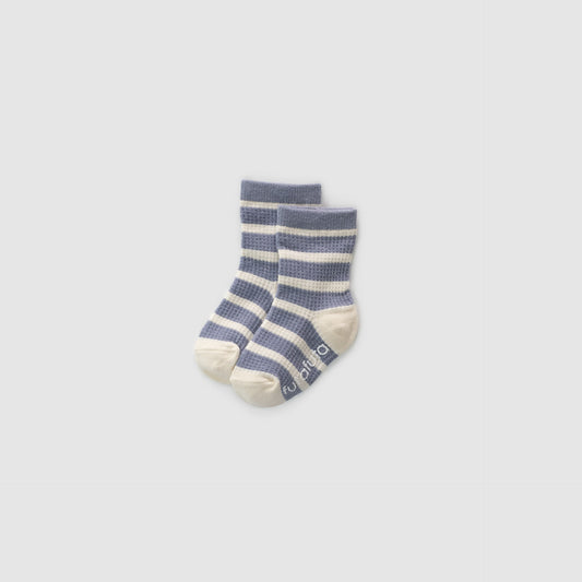 Non-slip Cotton Knit Socks, Blue Stripes