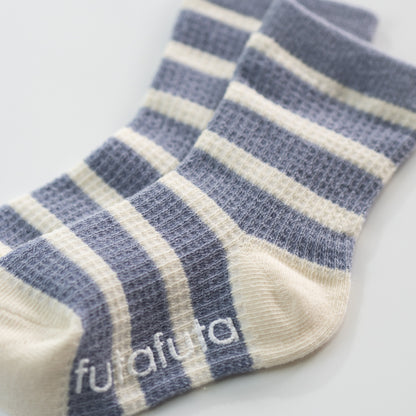 Non-slip Cotton Knit Socks, Blue Stripes