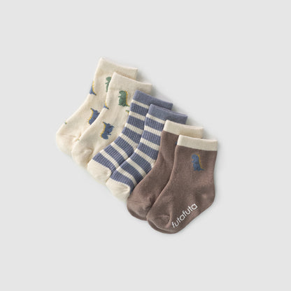 Non-slip Cotton Knit Socks, Blue Stripes