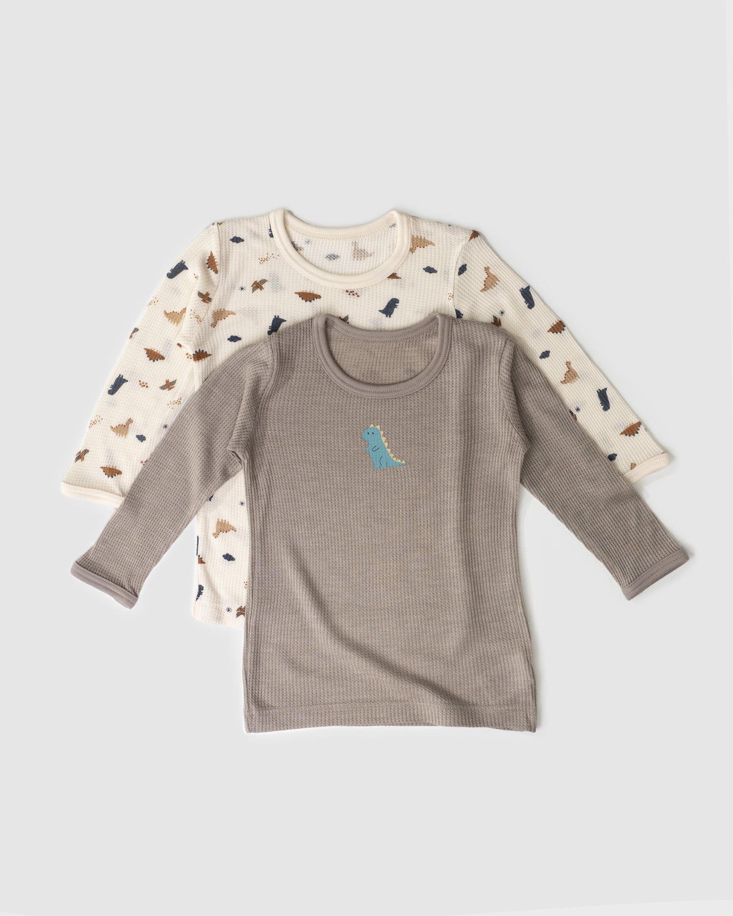 Pack of Two - Waffle Long Sleeve T-Shirt, Dinosaurs