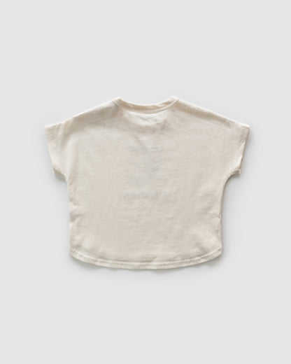 Dumbo Crew Neck T-Shirt with Embroidered Text, Cream