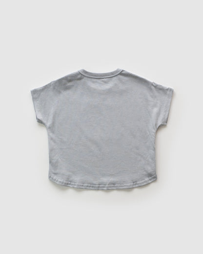 Dumbo Crew Neck T-Shirt with Embroidered Text, Blue Grey