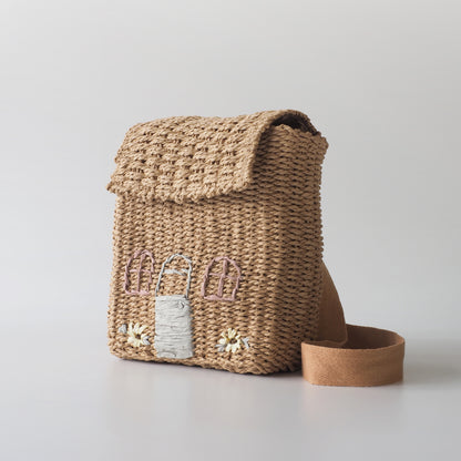 House Straw Woven Backpack