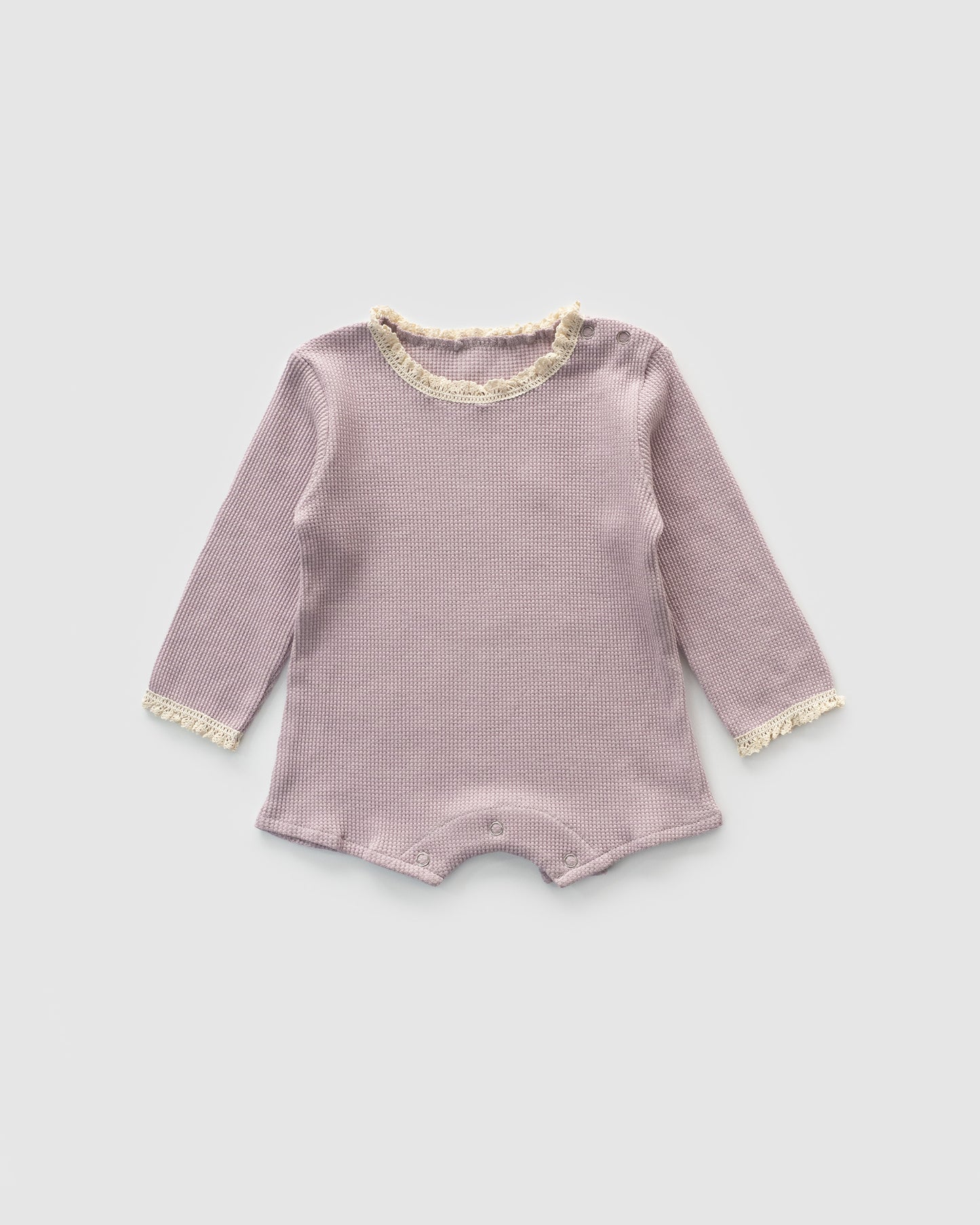 Waffle Knit Long Sleeve Bodysuit with Bonnet, Lilac