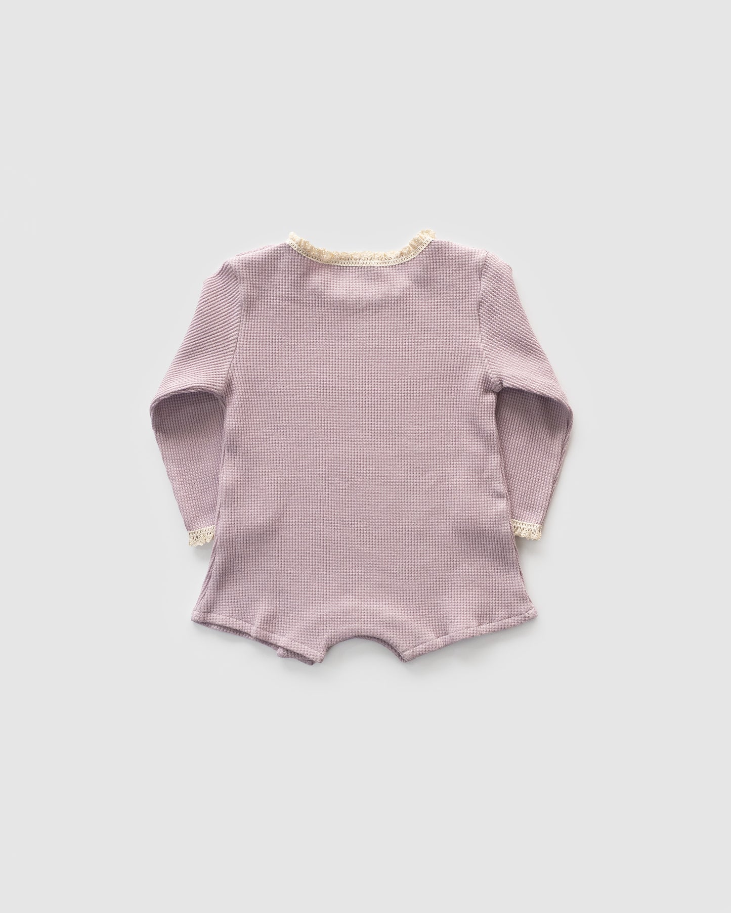 Waffle Knit Long Sleeve Bodysuit with Bonnet, Lilac