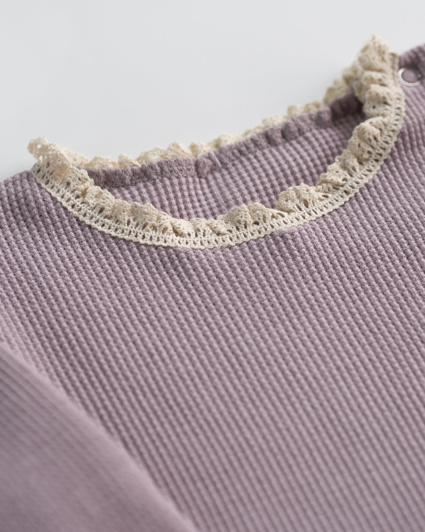 Waffle Knit Long Sleeve Bodysuit with Bonnet, Lilac