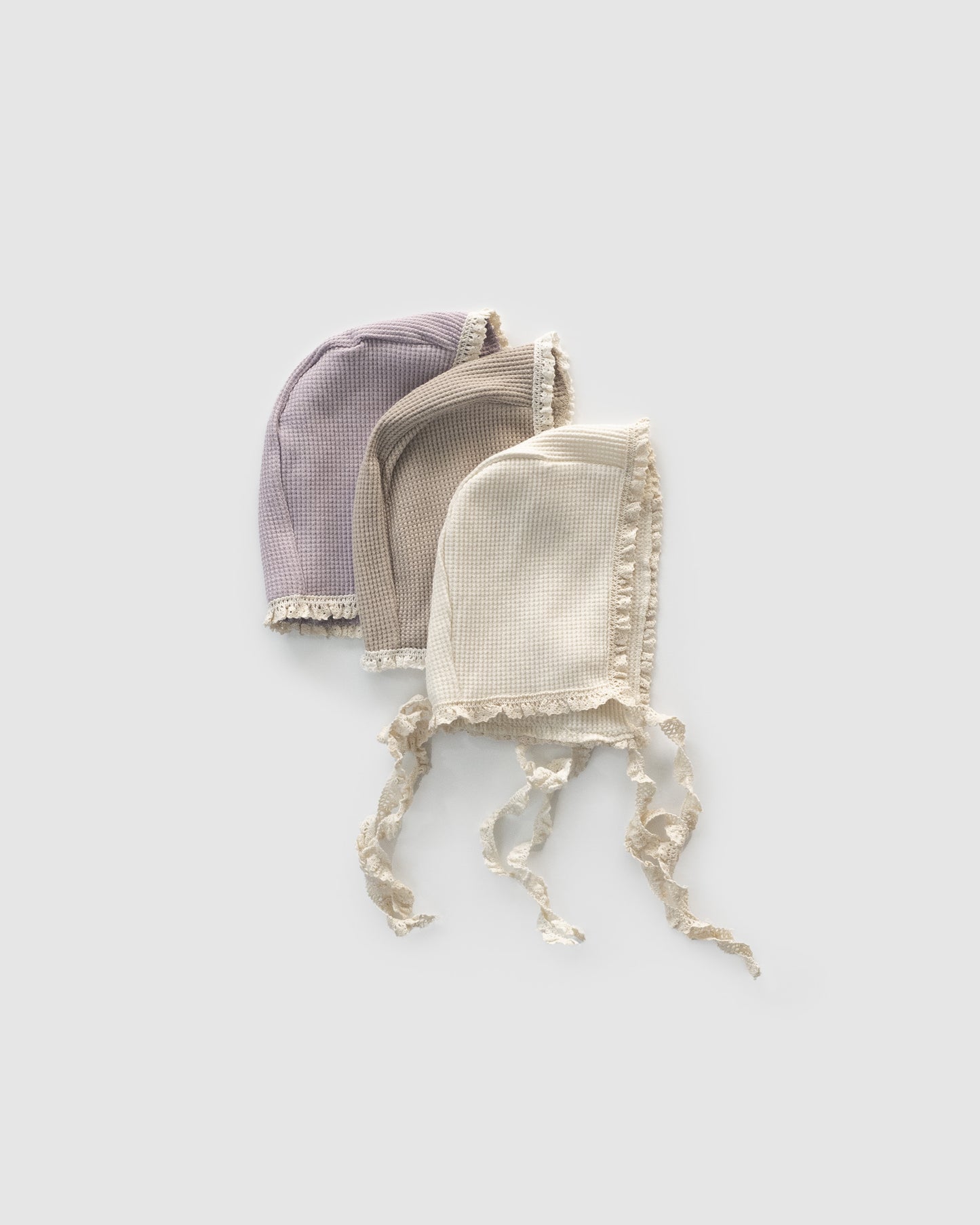 Waffle Knit Long Sleeve Bodysuit with Bonnet, Lilac