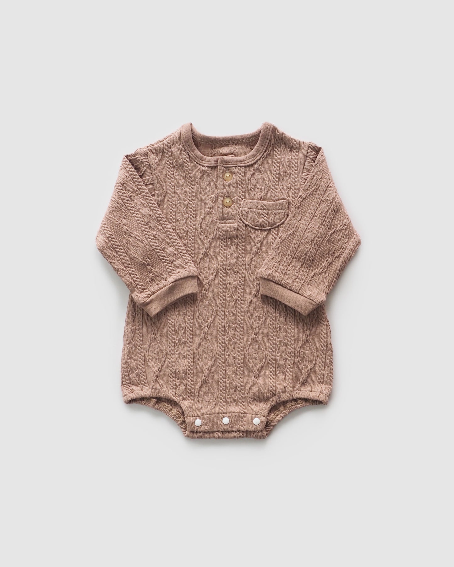 Knitted Long Sleeve Bodysuit, Terracotta