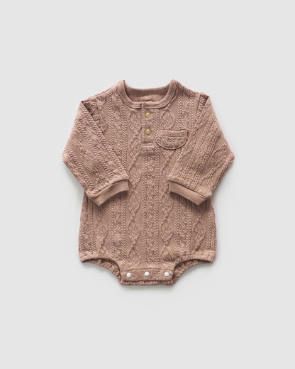 Knitted Long Sleeve Bodysuit, Terracotta