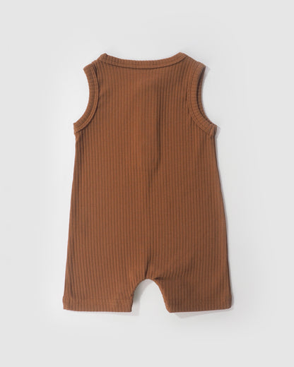 Organic Sleeveless Romper, Gingerbread