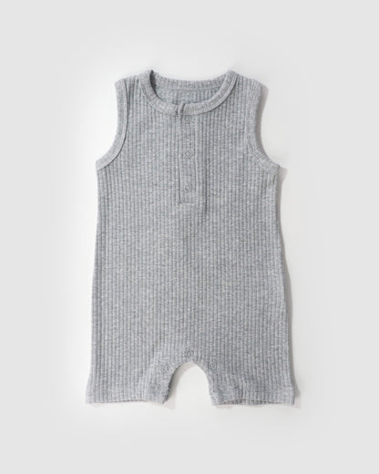 Organic Sleeveless Romper, Grey