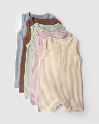 Organic Sleeveless Romper, Gingerbread