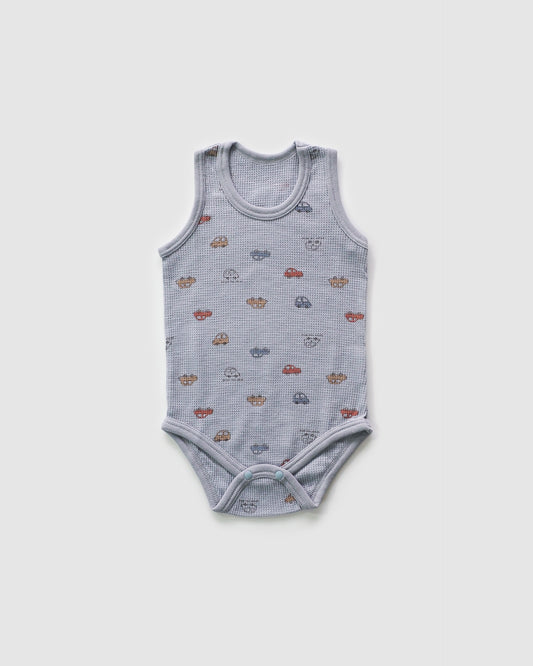 Vintage Cars Waffle Sleeveless Bodysuit