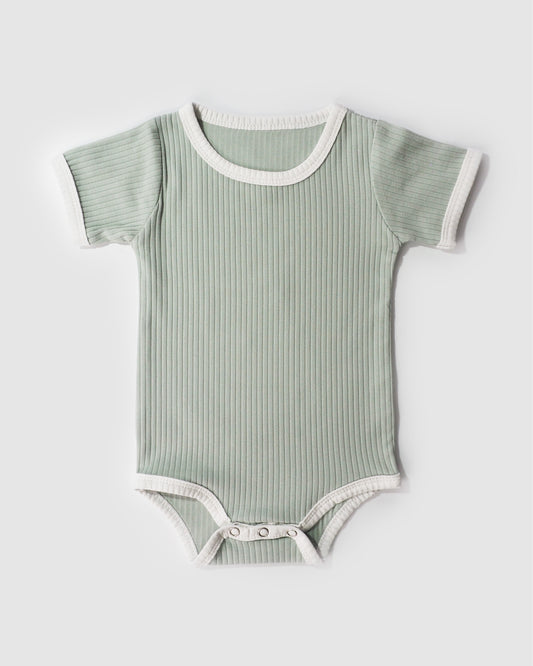 Ribbed Retro Sporty Bodysuit, Mint