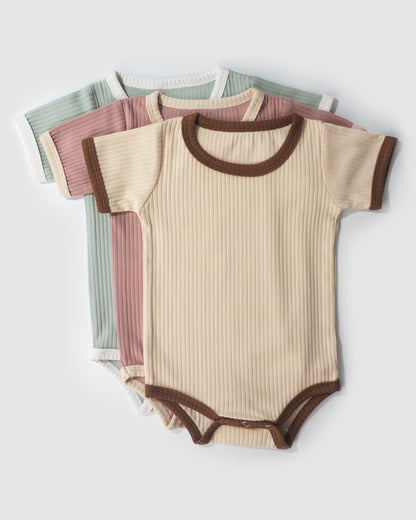 Ribbed Retro Sporty Bodysuit, Buttermilk