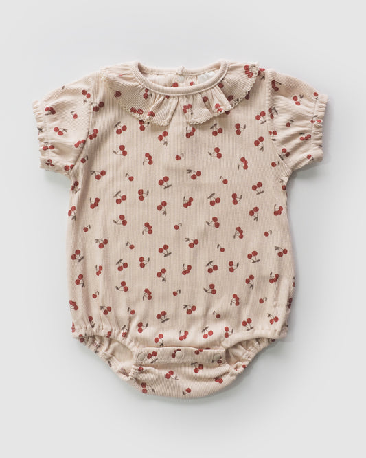 Cherry Lace Collar Bodysuit, Rice