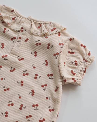 Cherry Lace Collar Bodysuit, Rice