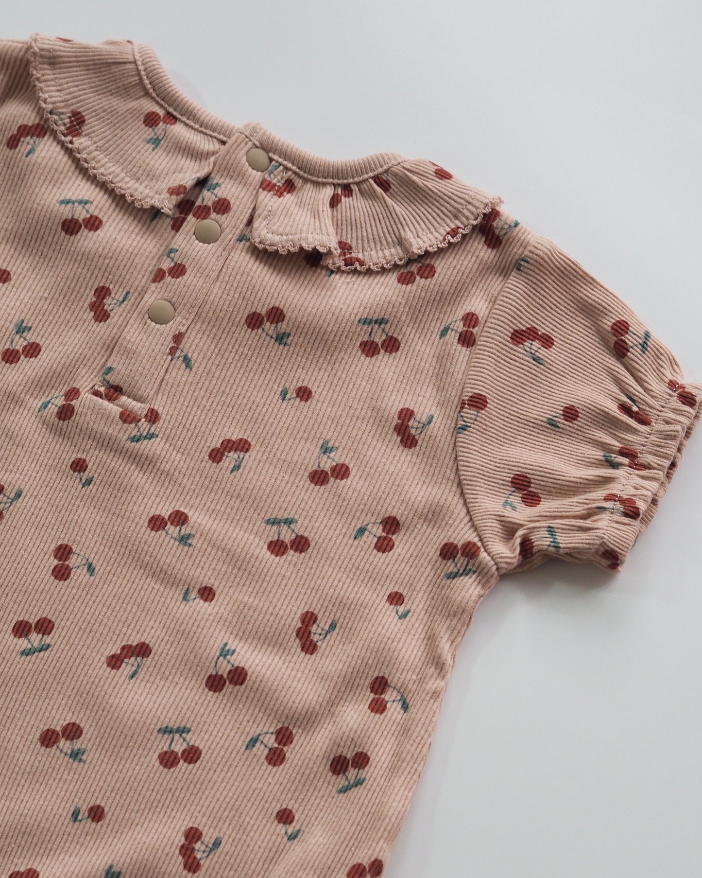 Cherry Lace Collar Bodysuit, Salmon