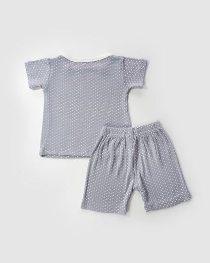 Polka Dot Square Neck T-Shirt & Shorts, Sky