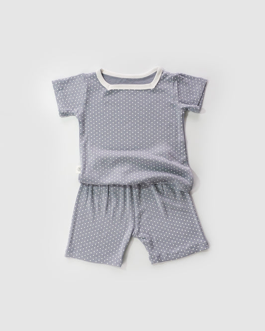 Polka Dot Square Neck T-Shirt & Shorts, Sky