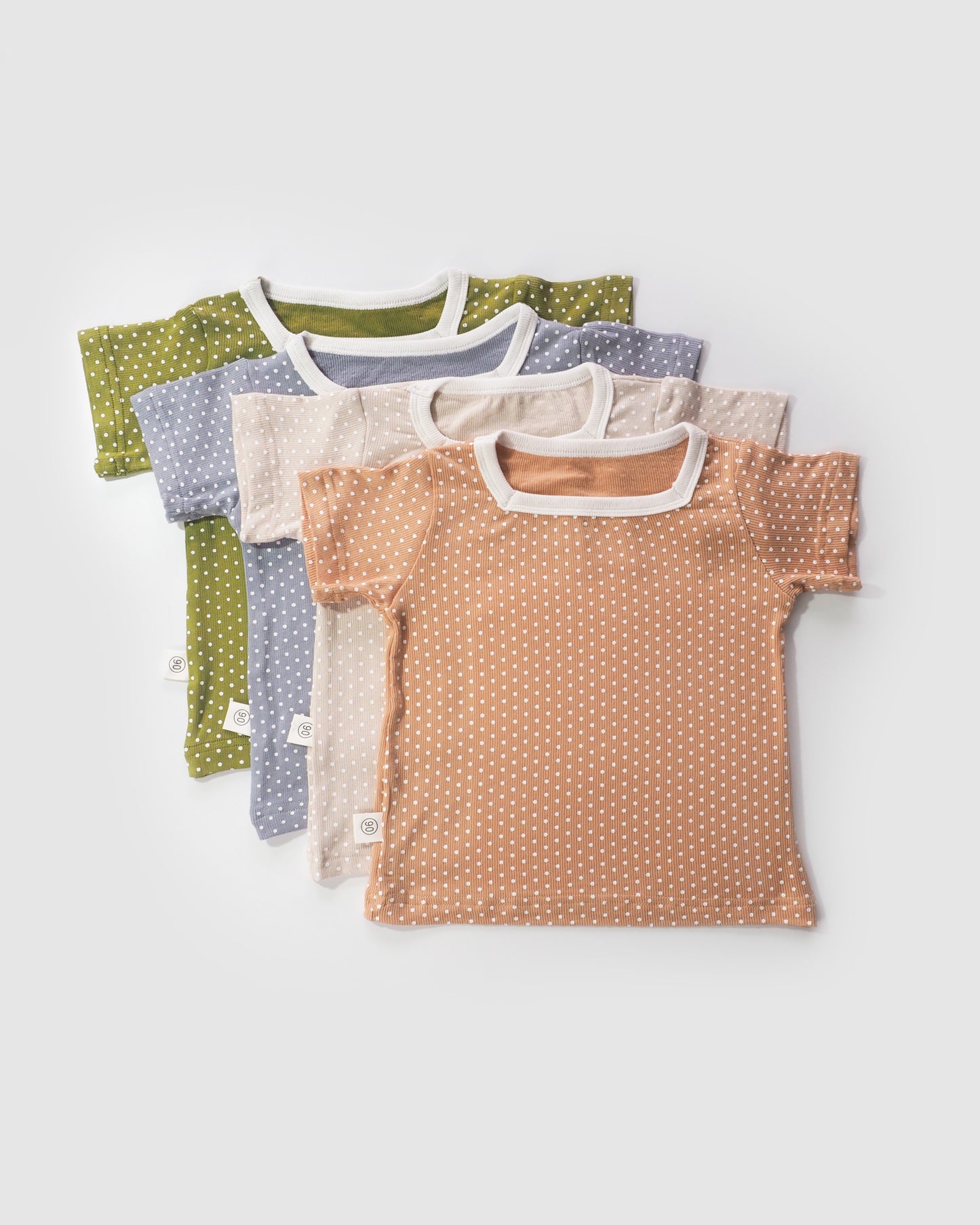 Polka Dot Square Neck T-Shirt & Shorts, Olive