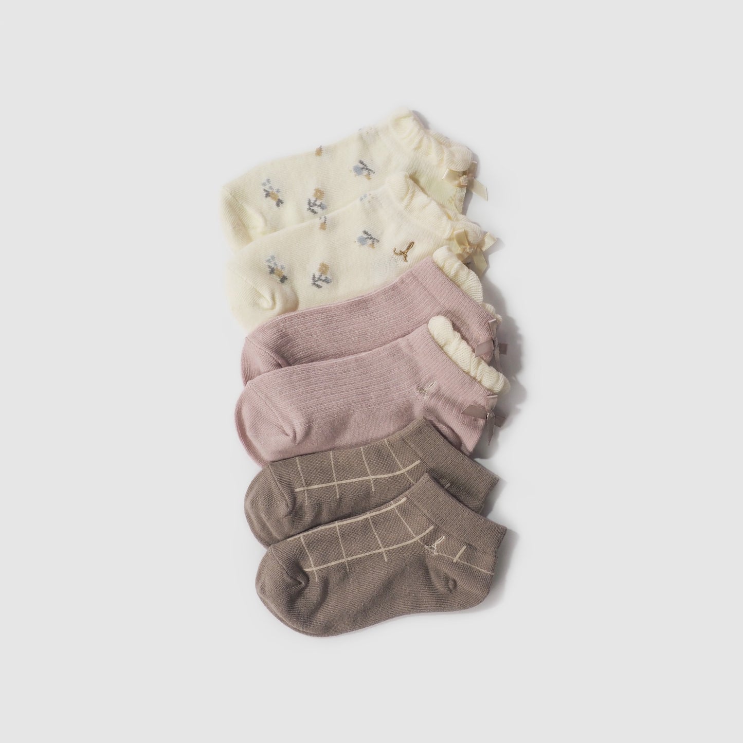 Cotton Knit Ruffle Hem Socks, Blush